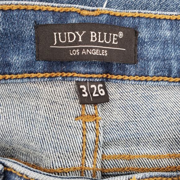 Judy Blue Jeans Slim Fit Distressed Patched Women's 3/26 JB82137MD‎ Pre-Owned - Picture 3 of 6